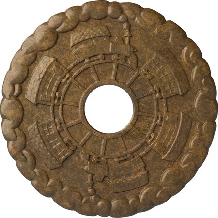 Ekena Millwork Kendall Train Station Medallion (Canopies up to 3 7/8"), 18 1/2"OD x 3 7/8"ID x 1"P, Rubbed Bronze CM18KDRZS